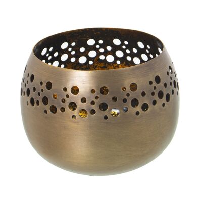 METAL CANDLE HOLDER MATTE ANTIQUE BRASS FINISH _°12X9CM ST74211