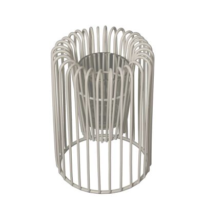 PORTAVELAS METAL BLANCO C/VASOCRISTAL _°10,5X16CM ST75828
