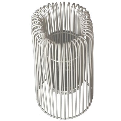 PORTAVELAS METAL BLANCO C/VASOCRISTAL _°14X25CM ST75827