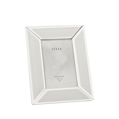 WHITE GLASS/MIRROR PHOTO FRAME 10X15CM ST11590