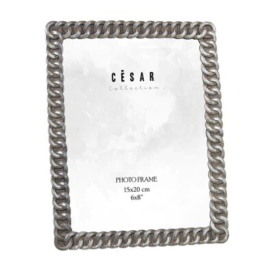 PORTE PHOTO RÉSINE 15X20CM ARGENT EXT:17.5X1.6X22.5CM ST39239