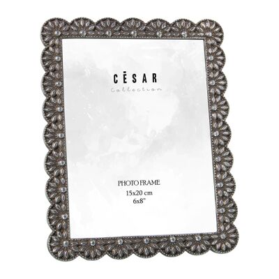 PORTE PHOTO RÉSINE 15X20CM ARGENT EXT:18.5X1.2X23.5CM ST39261