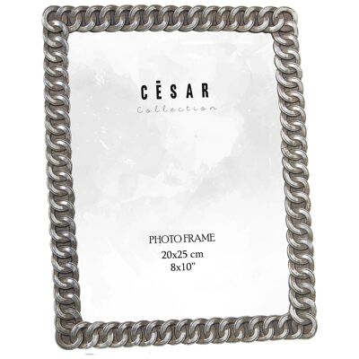 PORTA FOTO IN RESINA 20X25CM ARGENTO EST:22.6X1.6X28CM ST39240