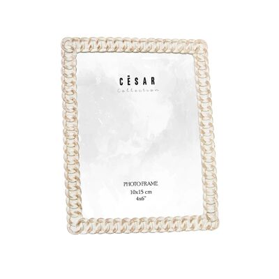 RESIN PHOTO HOLDER 10X15CM AGED WHITE EXT:12.5X1.6X17.5CM ST39241