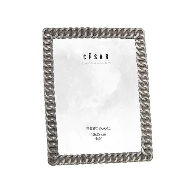 RESIN PHOTO HOLDER 10X15CM SILVER EXT:12.5X1.6X17.5CM ST39238