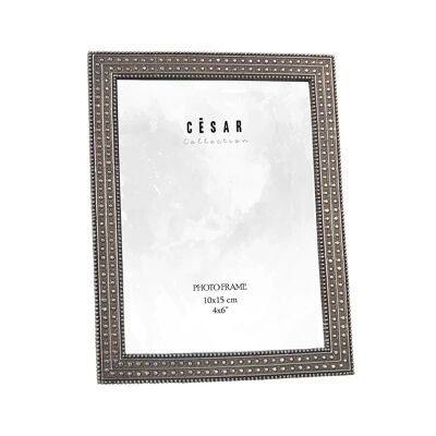 PORTA FOTO IN RESINA 10X15CM ARGENTO EST:13.5X1.5X18CM ST39278