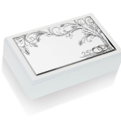 Boîte à bijoux 20x12x6 cm Argent Ligne "Arbre de Prospérité" 25ème Anniversaire