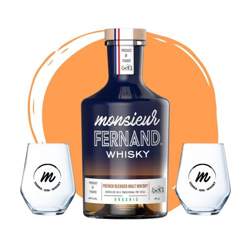 Coffret - Monsieur Fernand Whisky + 2 verres