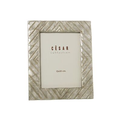 PORTA FOTO MADREPERLA 15X20CM ROMBO GRIGIO CHIARO ST39335