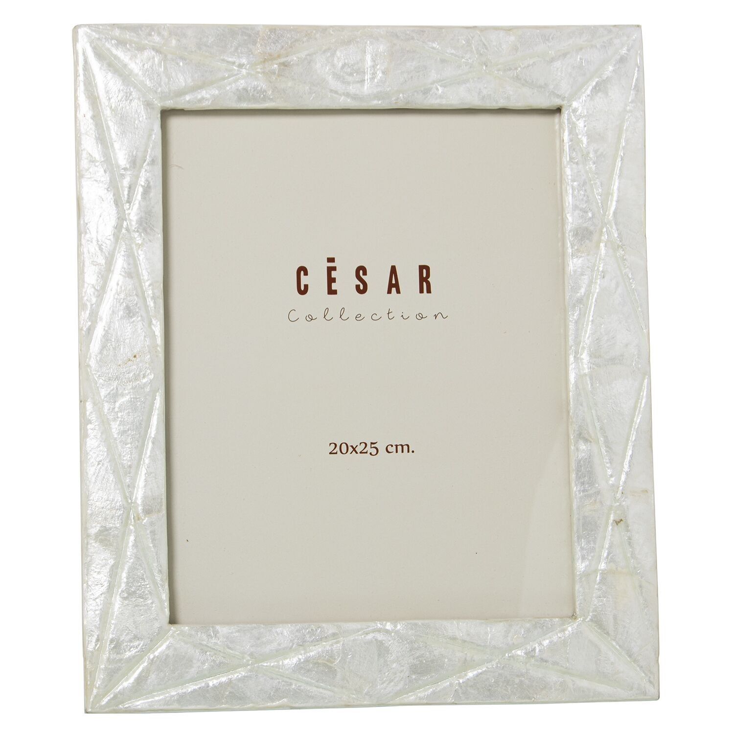 Perlen-Fotorahmen 20x25cm, natürliche Rauten, Außenmaße: 27x32x1cm, Artikelnummer: st39333