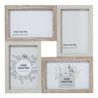 PORTE-PhotoS MULTIPLES EN BOIS, 4-F 10X15CM. EXT:28,5X28,5X2CM ST78560