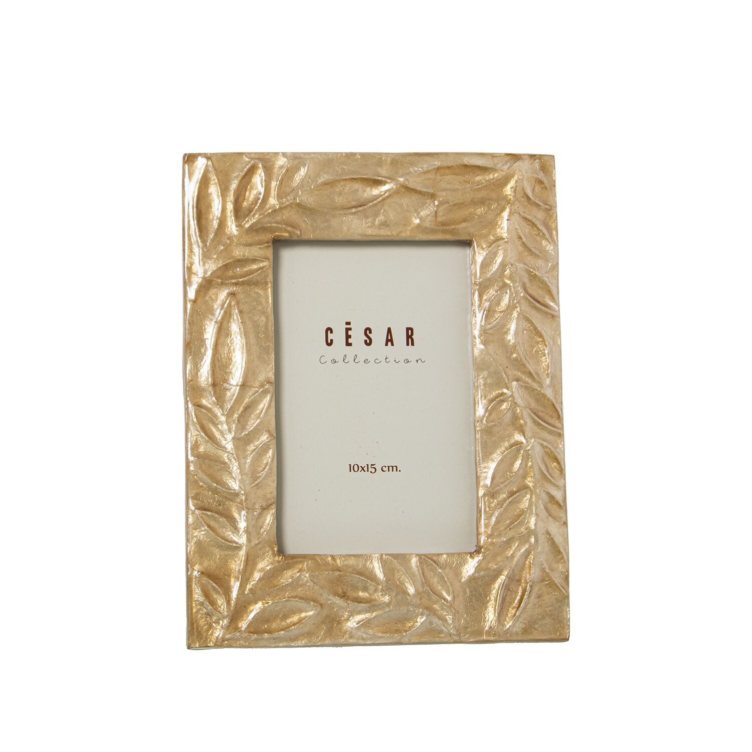 Mother-of-pearl photo frame 10x15cm, tan leaves, external dimensions: 17x22x1cm, st39322