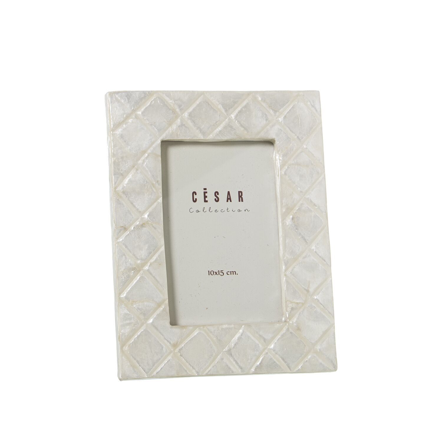 Perlmutt-Fotorahmen 10x15cm natürliches Rautenrelief st38991