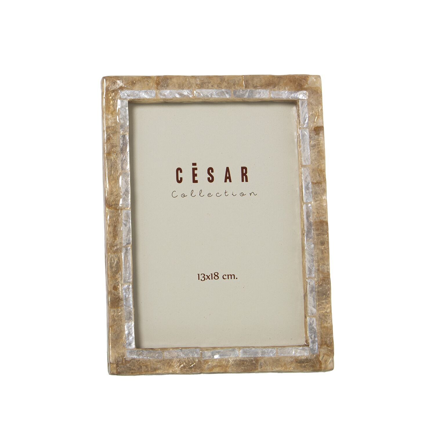 Perlmutt-Fotorahmen 13x18 cm.natürliches Rechteck ext: 15,5x20,5x1cm st39312