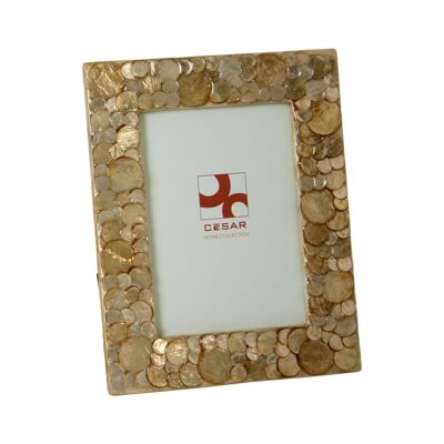 MOTHER OF PEARL PHOTO HOLDER 13X18CM TOAST CIRCLES _EXT.19.5X24.5X1CM ST37379