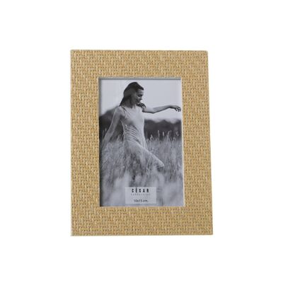 PORTA FOTO IN LEGNO 10X15CM (DM+CARTA RATTAN) EST:16X21X1.2CM ST78661