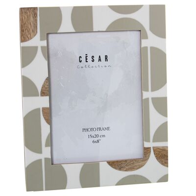 PHOTO HOLDER 15X20CM RESIN/WOOD _EXT:21.4X26.4X1.7CM ST69856