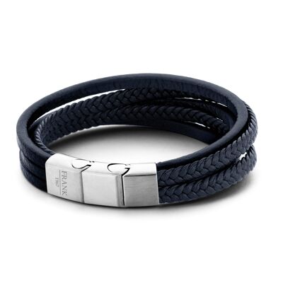Thick Multi-Strand Leather Bracelet Blue