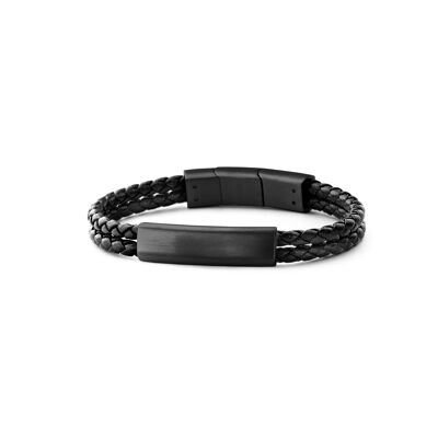 Zweireihiges Lederarmband Schwarz