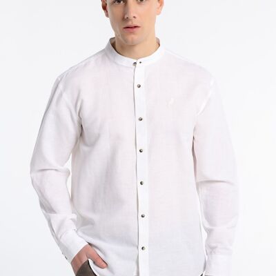 LOIS JEANS - Long Sleeve Linen Shirt Mao Collar | 120925