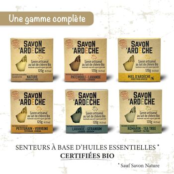 Savon au Lait de Chèvre Certifié Bio - Savon Doux Surgras à 7% - Savon Artisanal 100% Naturel - Fabriqué en Ardèche - Pour Visage et Corps - 120g (Petitgrain Verveine) 3