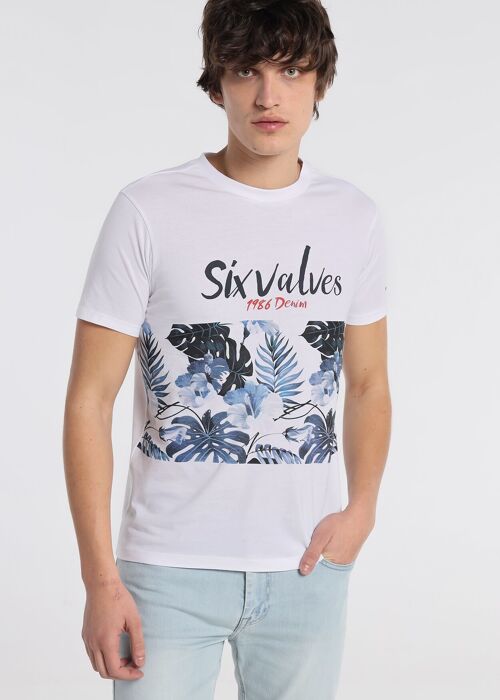 SIX VALVES - Short Sleeve T-Shirt Tropical Water Denim|121048