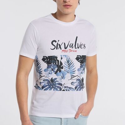 SIX VALVES - Short Sleeve T-Shirt Tropical Water Denim|121048