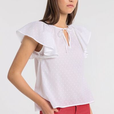 LOIS JEANS - Plumeti Ruffle Sleeve Blouse|121093