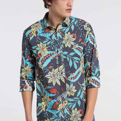 SIX VALVES – Hemd mit langen Ärmeln, Volldruck, tropische Farbe | Komfort