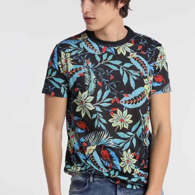 SIX VALVES - T-Shirt mit kurzen Ärmeln und Volldruck in tropischen Farben | Komfort