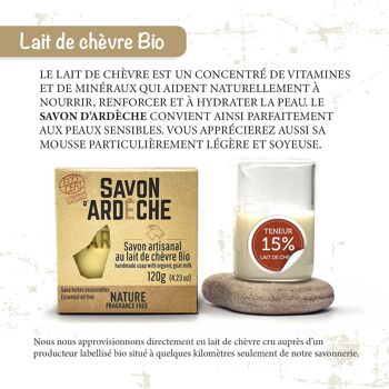 Savon au Lait de Chèvre Certifié Bio - Savon Doux Surgras à 7% - Savon Artisanal 100% Naturel - Fabriqué en Ardèche - Pour Visage et Corps - 120g (Romarin Tea tree) 4