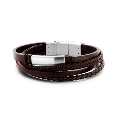 Brown Four-Strand Leather Bracelet