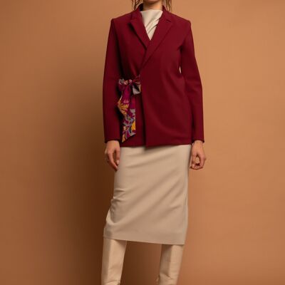 Burgundy blazer with bow - Nimes - Sculpted