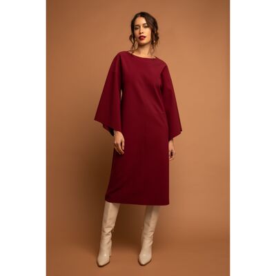 Burgundy A-line midi dress - Orleans - Sculpted