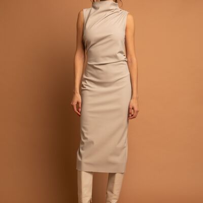Sand fitted midi dress - Biarritz - Sculpted