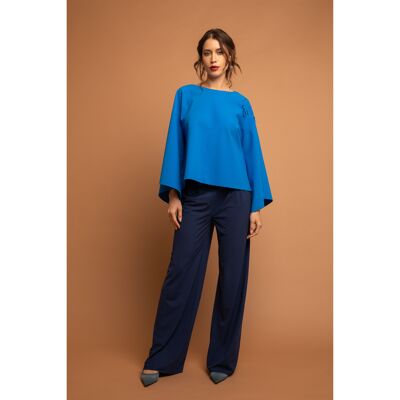 Blue wide leg trousers - Annecy - Comfy