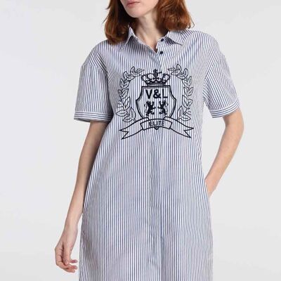 V&LUCCHINO - Dress Camisero Heraldic Stripes Marine Elite