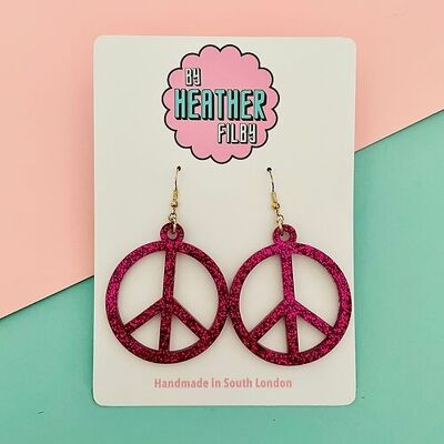 Peace Symbol Glitter Earrings