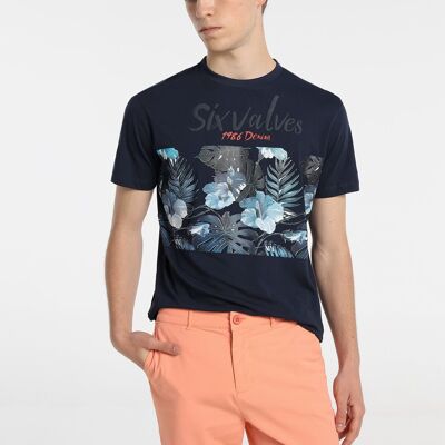 SIX VALVES - Short Sleeve T-Shirt Tropical Water Denim|121846