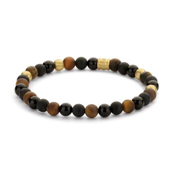 Bracelet de perles en pierres naturelles mélangées marron 1