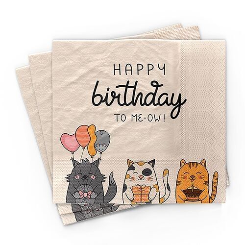 Napkin - Happy birthday to meow