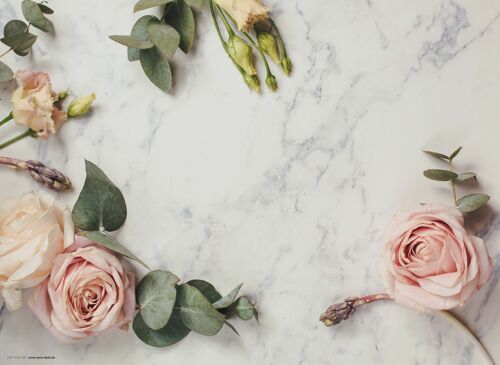 Tischsets I Platzsets abwaschbar - Rosen auf Marmor