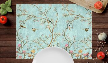 Napperons I Napperons lavables - motif floral vintage avec oiseaux 2