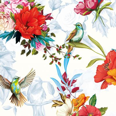 Tischsets I Platzsets abwaschbar - Bunte Kolibris mit Wildblumen