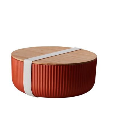 bioloco plant deluxe salad bowl with bamboo lid - terracotta