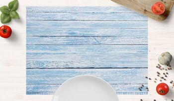 Sets de table I Sets de table lavables - planches de bois bleues au look vintage 2