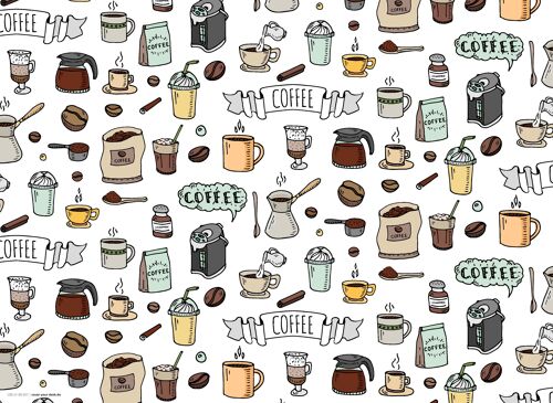 Tischsets I Platzsets abwaschbar - Kaffee Doodles