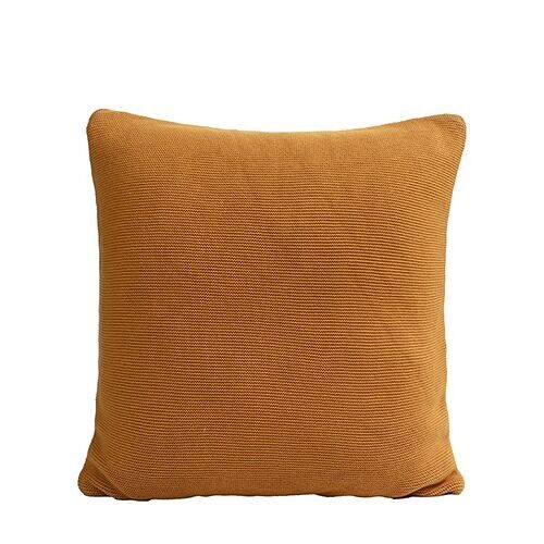 knitted cotton pillow - mustard