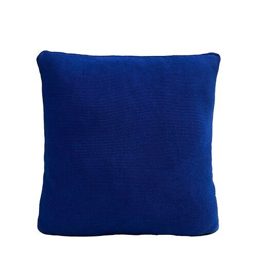 knitted cotton pillow - royal blue