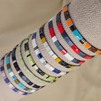 Pack of 10 Unitila bracelets in Miyuki Tila and Half Tila flat beads